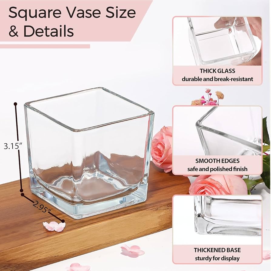 Amazon.com: CONNOO 12 Pack Square Glass Vase 3